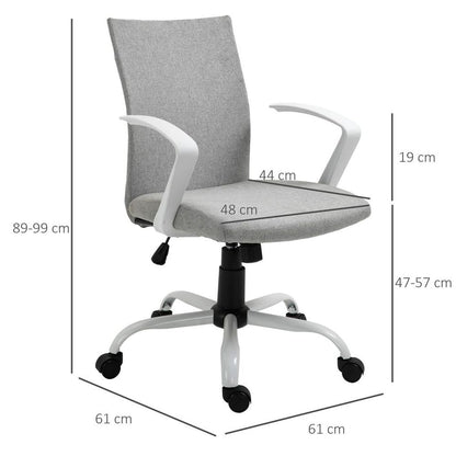 Light Grey Linen Swivel Office Chair for Home Study and Computer Desk Use