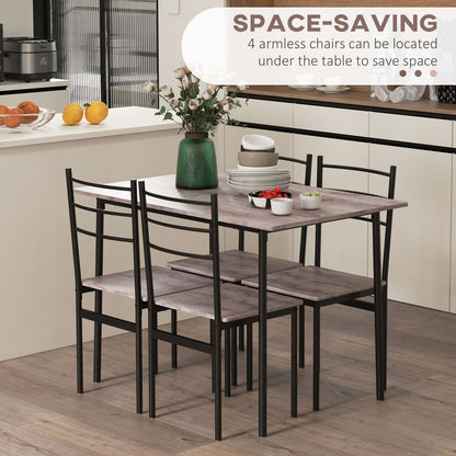 Space-Saving 5-Piece Dining Table and Chairs Set with 4 Chairs for Compact Dining Spaces