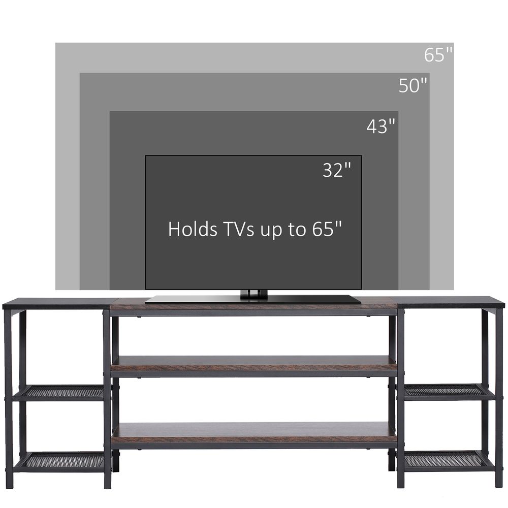 Brown & Black TV Unit Cabinet for TVs up to 65 Inches with Shelves