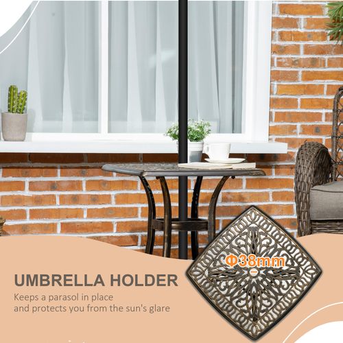 Elegant Aluminium Outdoor Side Table with Umbrella Hole - Bronze Finish