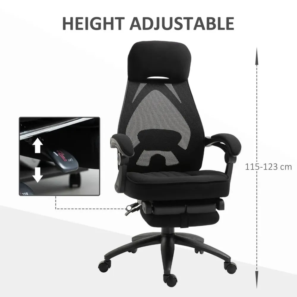 Adjustable Height Recliner Office Chair with Footrest, Perfect for Lunch Breaks