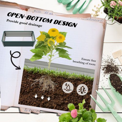 Steel Raised Garden Planter Box Set - Durable & Stylish Green Design