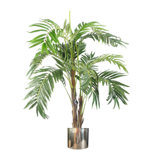 120cm Realistic Palm Tree with Silver Planter - Elegant Home Accent