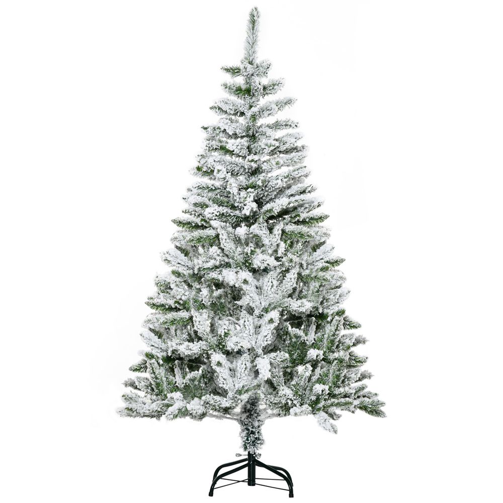 5FT Snow Flocked Artificial Christmas Tree with Realistic Branch Tips for Authentic Festive Feel