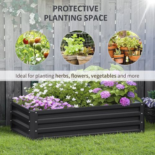 Grey Steel Raised Garden Bed Planter - Perfect for Vegetables & Flowers!