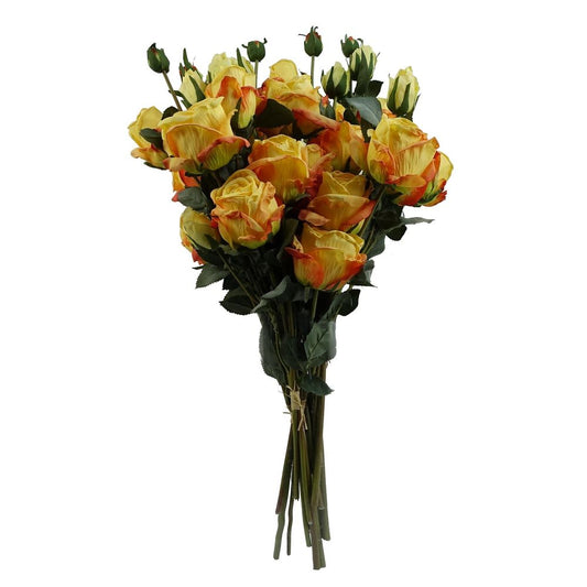 6 x 60cm Yellow Rose Artificial Flower Sprays: 24 Flowers & 18 Buds