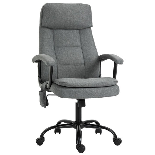 Grey Adjustable Height Office Chair with 2-Point Massage and Linen Look