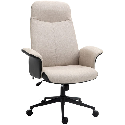 Beige High-Back Office Chair with Tilt Function for Enhanced Comfort