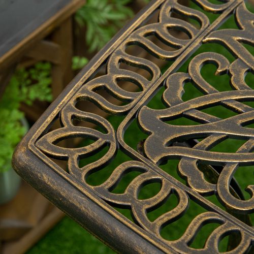 Elegant Aluminium Outdoor Side Table with Umbrella Hole - Bronze Finish