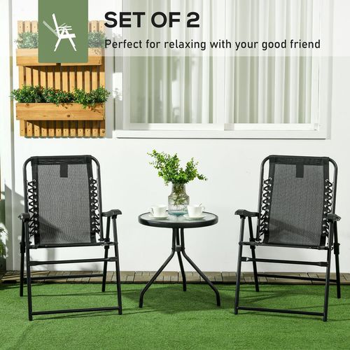 Portable Folding Patio Chairs - Lightweight Black Garden Loungers