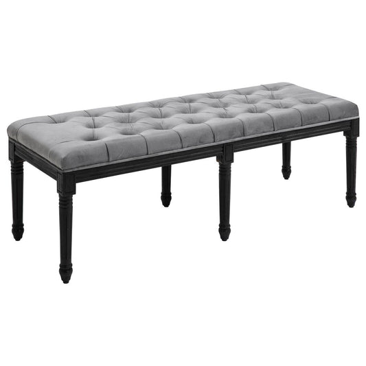 Velvet Upholstered Fabric Bed End Bench, Tufted Accent for Stylish Bedroom Seating