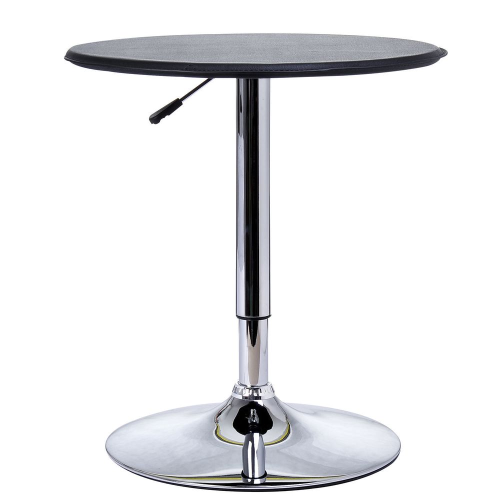 Black Chrome Steel Round Bar Table: Height Adjustable Dining Table