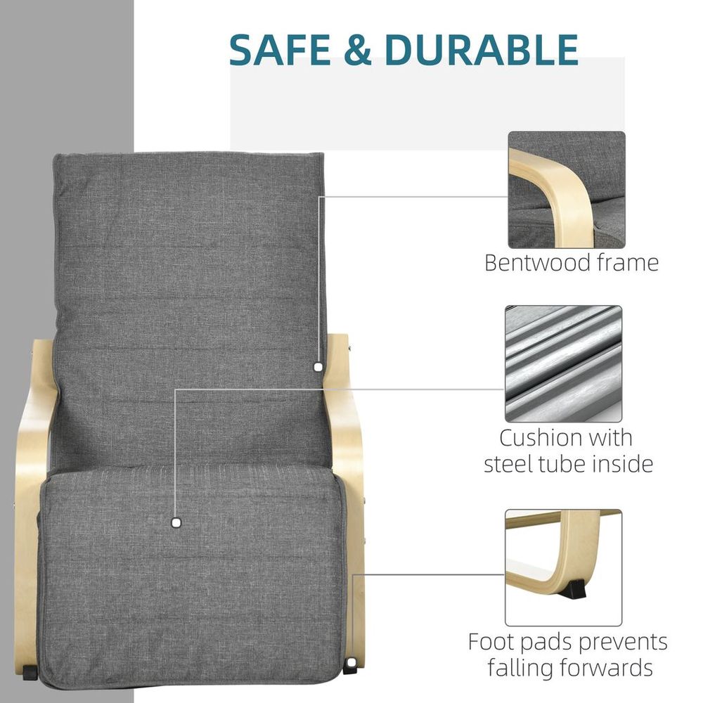 Dark Grey Adjustable Lounge Chair Recliner with Comfortable Footrest for Home