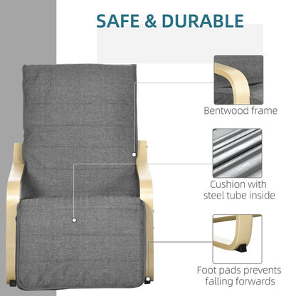 Dark Grey Adjustable Lounge Chair Recliner with Comfortable Footrest for Home