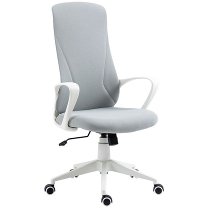 Grey High-Back Home Office Chair with Elastic Height Adjustment Feature