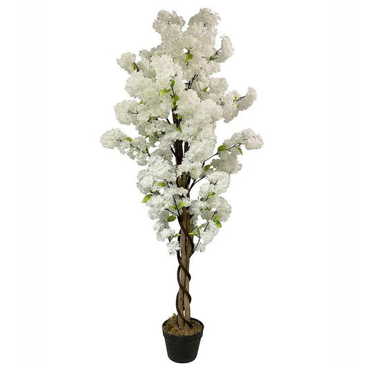 150cm Artificial White Blossom Tree, Lifelike and Elegant