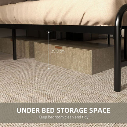 Brown Steel Bed Frame with Headboard, Double Size 145 x 199cm for Bedroom Elegance