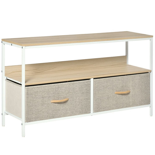 Maple-Coloured TV Cabinet with 2 Foldable Linen Drawers for Stylish Storage