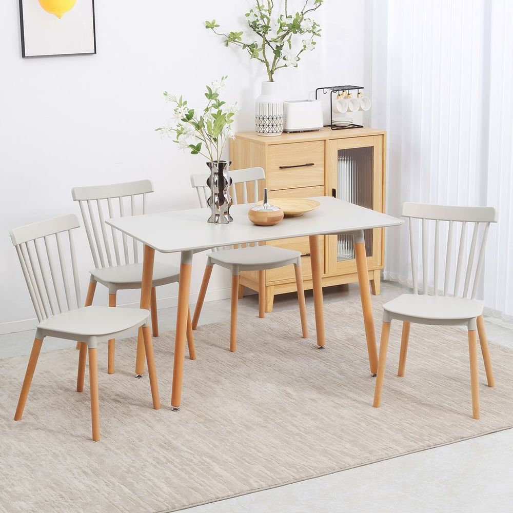 5-Piece Dining Table & Chairs Set with Wooden Legs for Compact Spaces