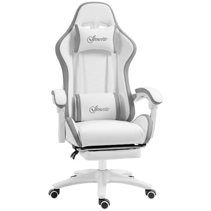 Blue Racing Style Gaming Chair with Reclining Function and Comfortable Footrest