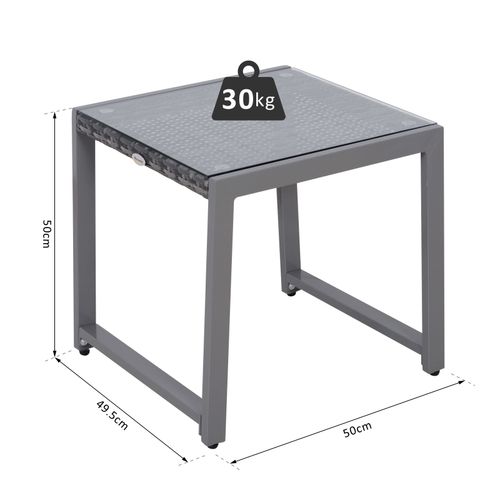 Elegant Grey Rattan End Table - Perfect Patio Side Coffee Furniture