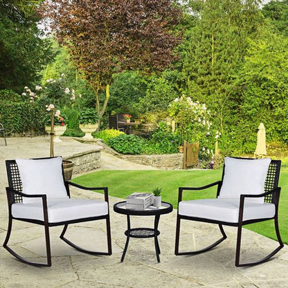 Cosy 3-Piece Rocking Chair Bistro Set - Stylish Brown & Cream Combo