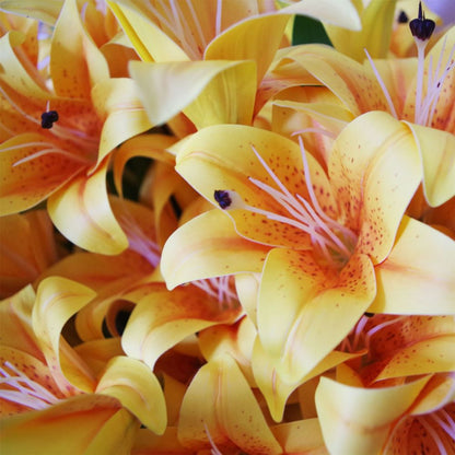 12 x 60cm Artificial Yellow Lily Stems - 144 Flowers