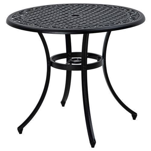 Black Cast Aluminium Garden Table for 2-4 with Umbrella Hole