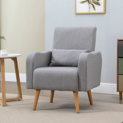 Nordic Leisure Lounge Accent Chair with Pillow, for Bedroom, Grey