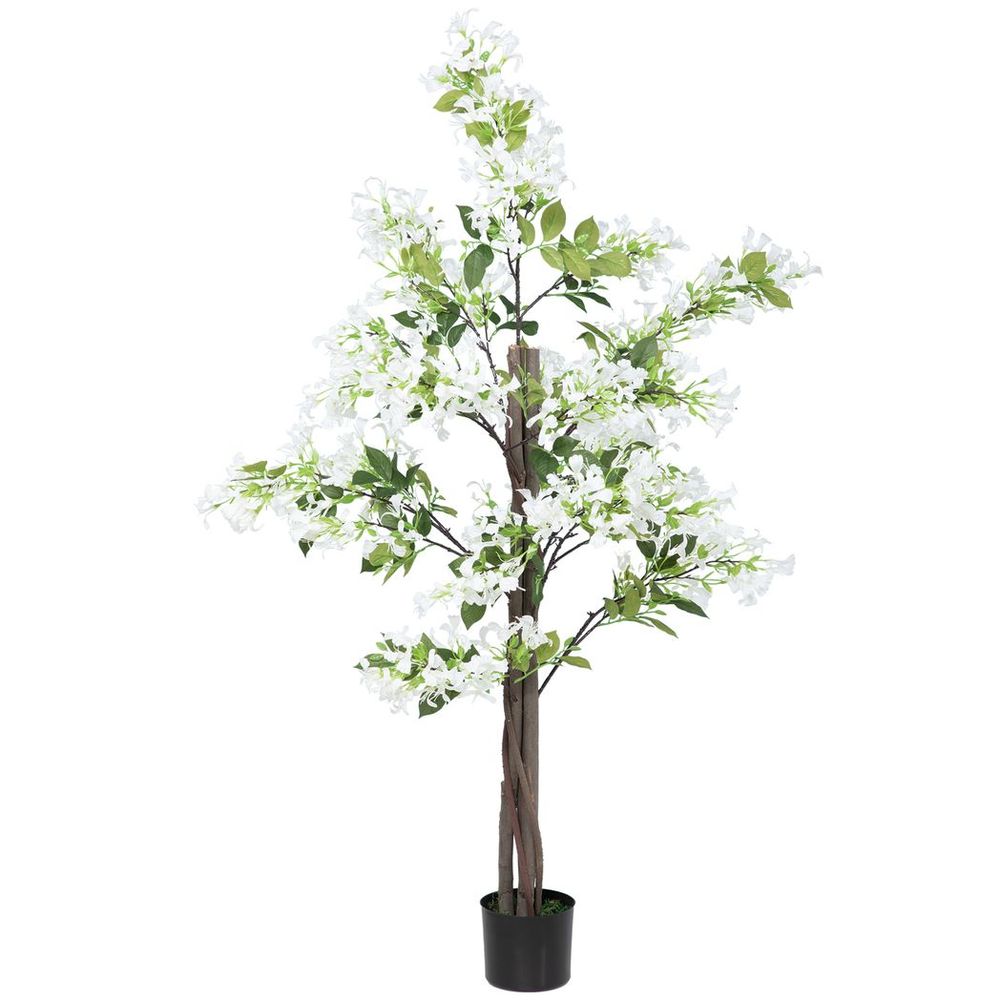 Potted Artificial Honeysuckle Flower Plant for Indoor or Outdoor Use, White