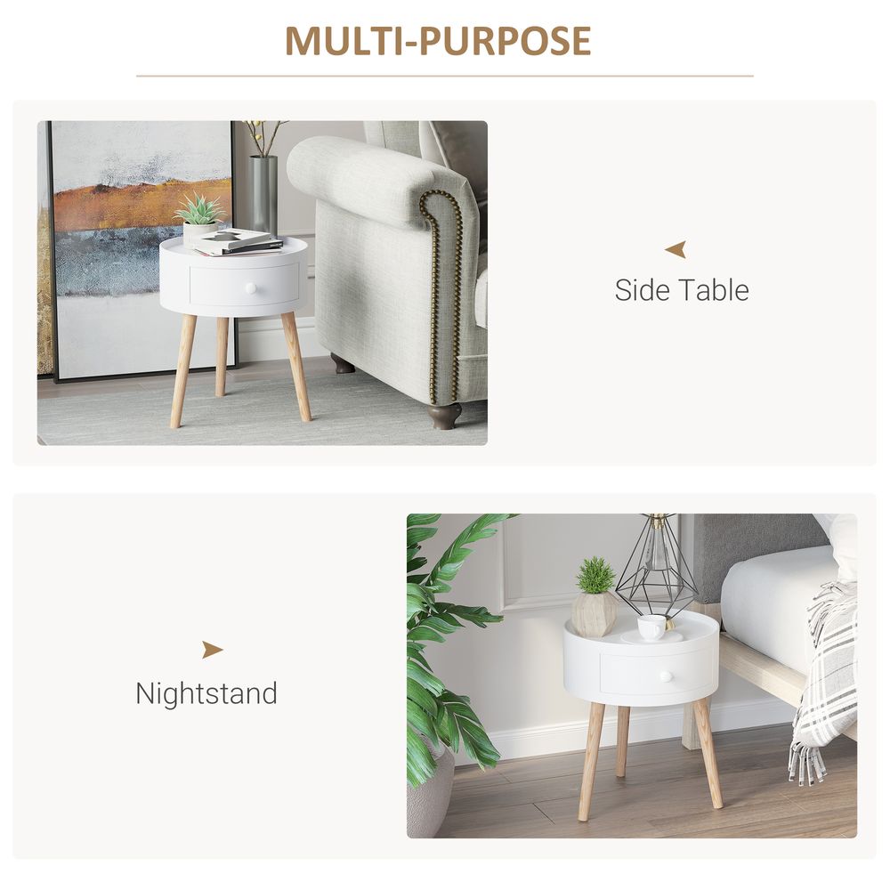 Round Coffee Table, 38W x 45H cm-White