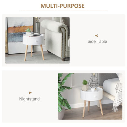Round Coffee Table, 38W x 45H cm-White
