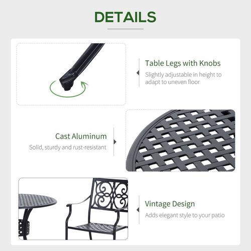 Stylish Round Aluminium Garden Dining Table with Umbrella Hole, Black