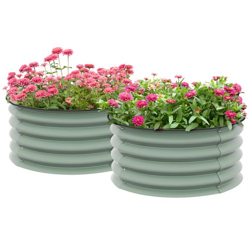 Set of 2 Metal Raised Garden Bed Planters – Durable & Safe Green Design