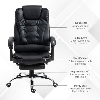 Black PU Leather High Back Office Chair with Swivel Wheels for Home Comfort