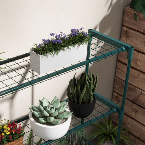 4-Tier Dark Green Steel Plant Stand - Showcase Your Greenery!