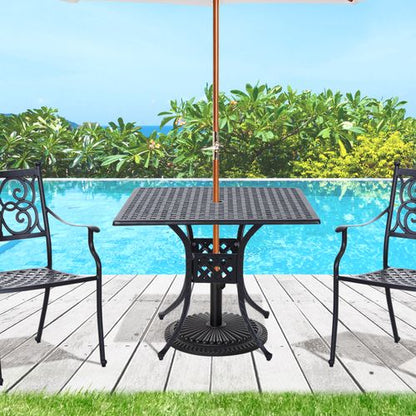 Stylish Square Aluminium Outdoor Dining Table with Umbrella Hole