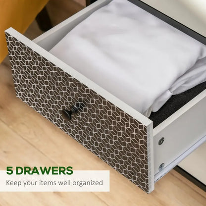 5-Drawer Wooden Dresser and Storage Cabinet for Bedroom and Living Room Organisation