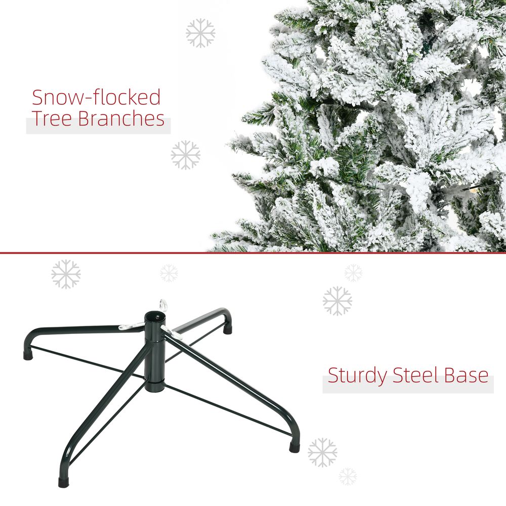 5FT Snow Flocked Artificial Christmas Tree with Realistic Branch Tips for Authentic Festive Feel