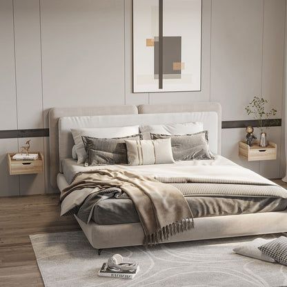 Set of 2 Floating Nightstands with Wall Mounted Design and Drawer for Bedroom Convenience