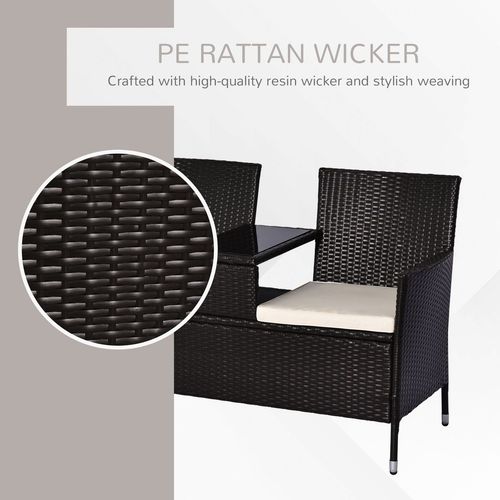 Chic Rattan Loveseat: Stylish Double Sun Lounger for Patio & Garden Comfort