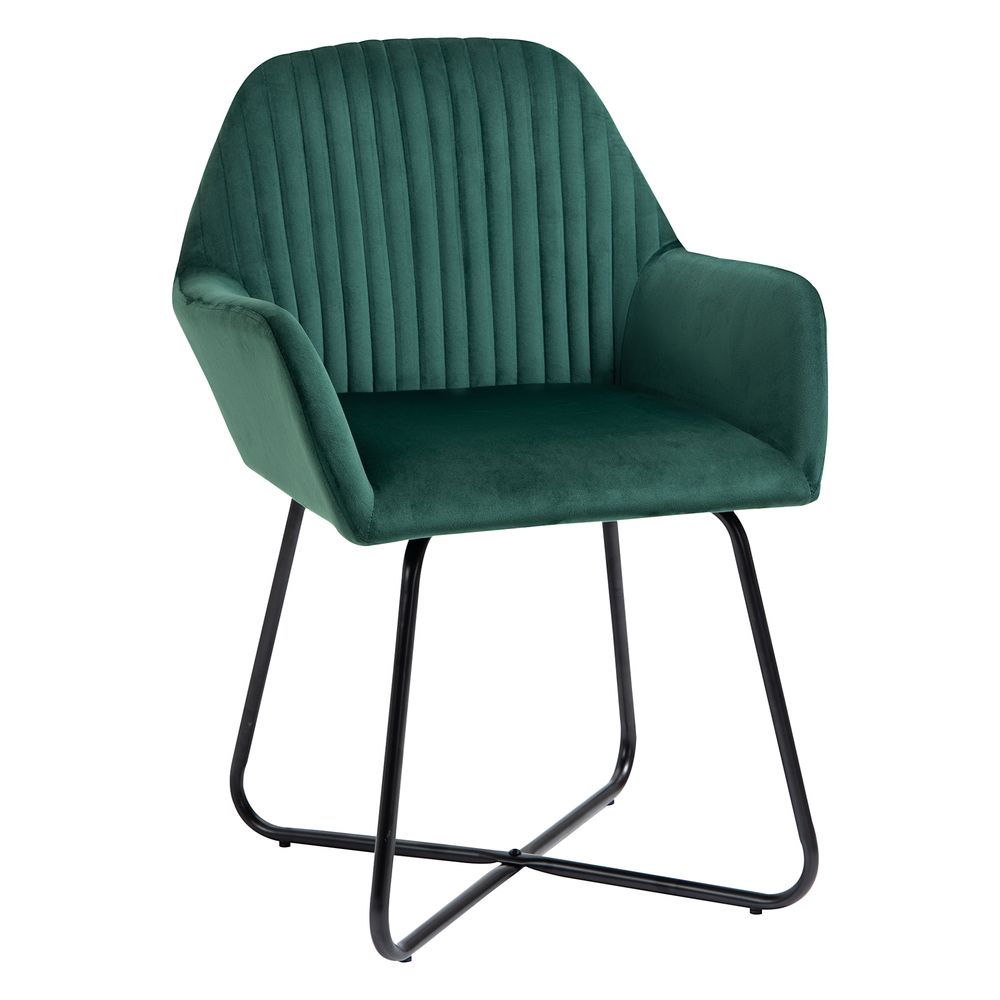 Green Velvet-Feel Upholstered Accent Chair with Metal Base for Modern Living