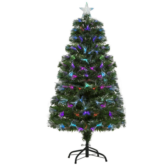 4FT Multicoloured Artificial Christmas Tree with Fibre Optic Lights and Star Holder