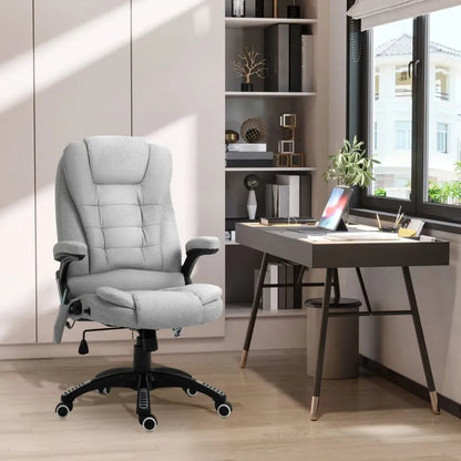 Grey Executive Reclining Chair with Heating Massage Points and Comfortable Relaxing Headrest