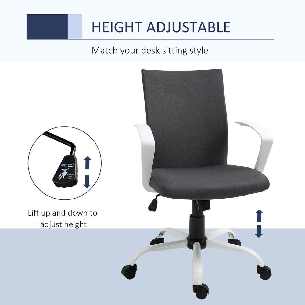 Dark Grey Linen Swivel Office Chair for Computer Desk and Home Study Tasks