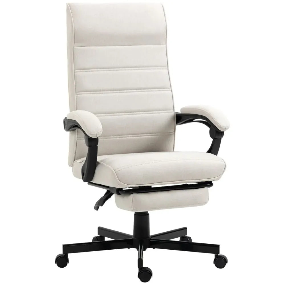 White High-Back Reclining Office Chair for Bedroom, Study, or Living Room Use