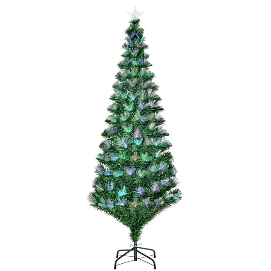 6FT Multicoloured Artificial Christmas Tree with Fibre Optic Lights and Star Holder