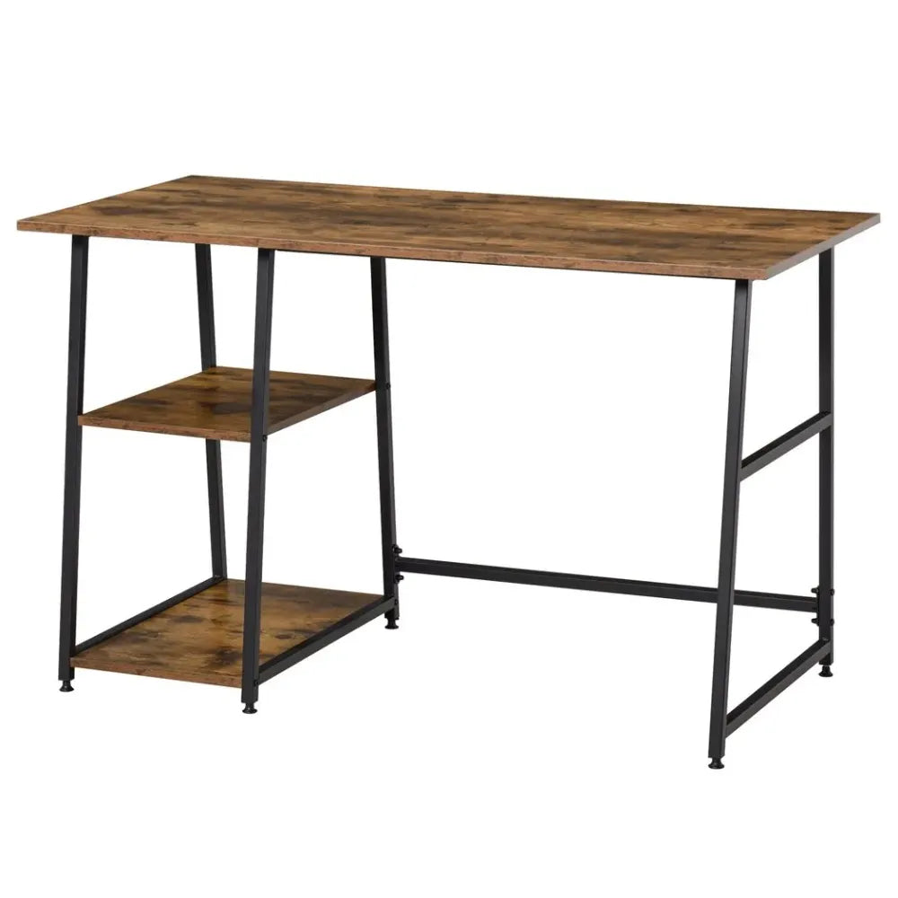 Home Office Writing Desk with 2 Shelves and Steel Frame for Storage and Style