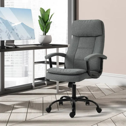 Grey Adjustable Height Office Chair with 2-Point Massage and Linen Look