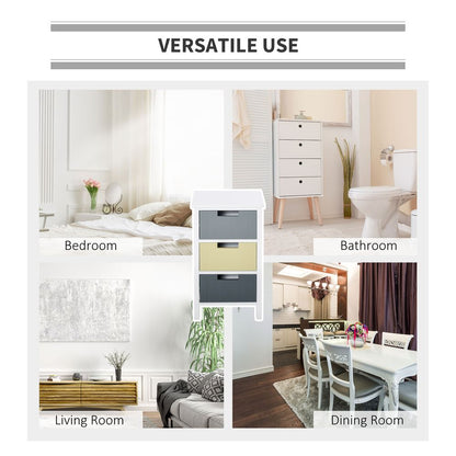 3-Drawer Colourful Storage Cabinet Tower for Organising Home Essentials